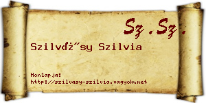 Szilvásy Szilvia névjegykártya